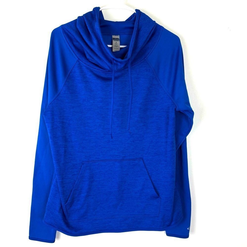 CHAMPION DUO DRY Women’s Cowl Neck Hooded Pullover Sweatshirt Blue Size M